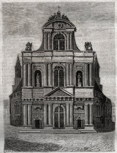 Saint Gervais kirke Saint Protais (Saint-Gervais-Saint-Protais) (fasade til Clement II Metezeau) Paris (4. arr) Gravering i "" Fysisk, sivil og moralsk historie i Paris: fra de tidligste historiske tider til i dag ” av Jacques Antoine Dulaure av French School