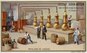 Brennevinsdestilleri (chromolitho) av French School