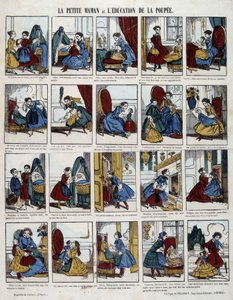 Lille mamma "" Utdannelsen til dukken". Bilde av Epinal, sd. 1800-tallet. av French School