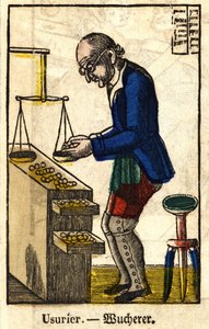 Lån skarpere; Serie om handel, bilde av Epinal fra 1800-tallet. av French School