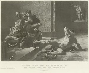 Locusta i nærvær av Nero som prøver giften tilberedt for Britannicus (gravyr) av French School