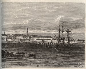 Lorient - Morbihan i Bretagne-regionen - gravering i "La France illustrée: geografi, historie, statistisk administrasjon" av VA Malt-Brown. 1884 av French School