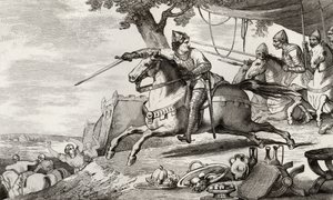 Lothair (941-86) leder hæren sin inn i kamp, fra 