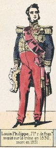 Louis-Philippe, 71. konge av Frankrike, besteg tronen i 1830, døde i 1851 (farget gravering) av French School