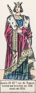 Ludvig 10, 47. konge av Frankrike, besteg tronen i 1314, døde i 1316 (farget gravering) av French School