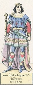 Louis 2, dit le begue, 27. konge av Frankrike, 877 til 879 (farget gravering) av French School
