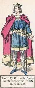 Ludvig 7, 41. konge av Frankrike, besteg tronen i 1137, døde i 1180 (farget gravering) av French School