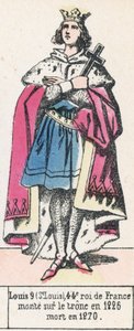 Louis 9 (St Louis), 44. konge av Frankrike, besteg tronen i 1226, døde i 1270 (farget gravering) av French School