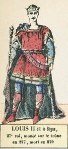 Louis II dit le Begue, 27. konge, besteg tronen i 877, døde i 879 (farget gravering) av French School