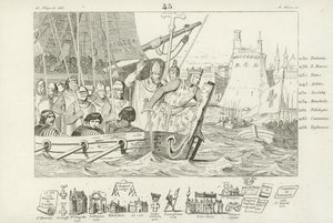 Louis IX av Frankrike ledet angrepet på Damietta, Egypt, 7. korstog, 1249 av French School