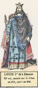 Louis Ier dit le Debonnaire, 25. konge, besteg tronen i 814, døde i 840 (farget gravering) av French School