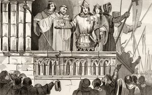 Louis VII (1120-80) the Young hever støtte for det andre korstoget i 1144, fra 