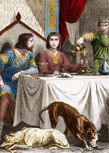 Louis VII den unge eller den fromme (1120-1180) med sin kone Alienor av Aquitaine (1122-1204) (eller Eleonore av Guyenne). av French School