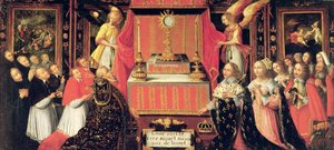 Ludvig XIII (1601-43) Anne av Østerrike (1601-66) Infanta av Spania og Gaston de France (1608-60) hertug av Orleans før det hellige sakrament av French School