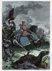 Ludvig XII i slaget ved Agnadel nær Crema i Lombardia vunnet av kongen over venitianerne 14. mai 1509 - Slaget ved Agnadello - Ludvig XII av Frankrike beseirer venetianerne - gravering fra "" L