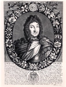 Ludvig XIV (1638-1715) konge av Frankrike, ca. 1680 (gravering) (s/hvitt foto) av French School