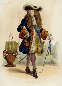 Louis XIV (farget gravering) av French School