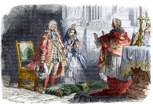 Louis XIV marries Francoise d? Aubigne, Marquise de Maintenon (winter 1683/84) - Secret marriage of King Louis XIV (1638-1715) and Francoise d
