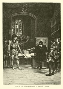 Louis XI og Charles the Rash ved Peronne av French School