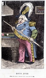 Louis XVIII spiller biljard - i "" Histoire de France Tintamarresque"" av Touchatout av French School