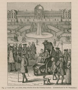 Louis XV, som et barn, ble kjørt rundt i Tuileries-hagene av French School