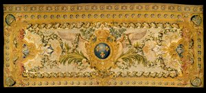Møbler fra Louis XV: teppe fra tribunen i det kongelige kapellet i Versailles. Laget av Chaillot-fabrikken. 1759 Versailles, slottets museum. av French School