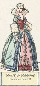 Louise de Lorraine, kone til Henry III (farget gravering) av French School