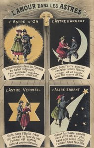 Kjærlighet i stjernene (farge litho) av French School