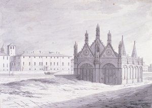 Lungarno, Santa Maria della Spina, Pisa (penn og blekk på papir) av French School