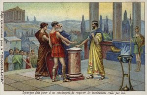Lycurgus fra Sparta fikk sine medborgere til å sverge å respektere institusjonene som ble opprettet av ham av French School