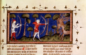 MMS Fr 12399 f.38 Jaktscene, fra boken om kong Modus og dronningens rasjon av French School