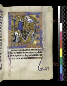 MS 300 f.26r, David ber til Gud, folio fra Psalter and Hours of Isabella of France, Paris, ca. 1265-70 (penn og blekk og tempera på pergament) av French School