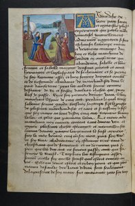 MS Hunter 252 040v-side fra Hundred New News, ca. 1461-62 av French School