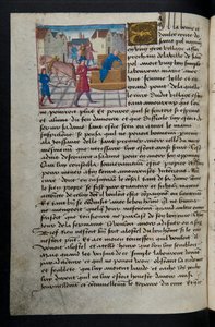 MS Hunter 252 157v-side fra Hundred New News, ca. 1461-62 av French School