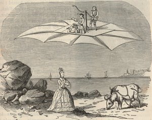 Machine (Glider) av Samuel Musgrave (1732-1780) Gravering i "" Vitenskaper til rådighet for alle - Populær fysikk og kjemi"" av Alexis Clerc - Slutten av 1800-tallet - Privat samling av French School