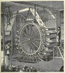 Maskin for utskrift av tapeter i opptil tjue farger, pub. 1873 gravering, 1873. av French School