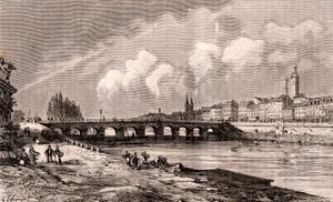 Macon - Bourgogne-Franche-Comte - gravering i "La France illustrée: geografi, historie, statistisk administrasjon" av VA Malt-Brown. 1884 av French School