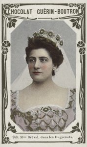 Madame Breval, i Les Huguenots (farget bilde) av French School