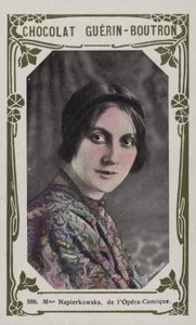 Madame Napierkowska, fra Opera-Comique (farget bilde) av French School