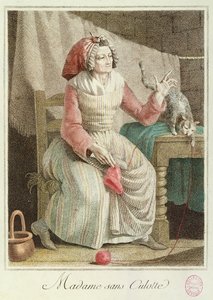 Madame Sans-Culotte, 1792 (fargegravering) av French School