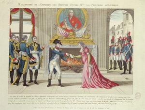 Keiser Napoleons storsinne overfor prinsessen av Hatzfeld, 1806 av French School