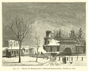 Maison de Beaumarchais, boulevard Beaumarchais, revet i 1818 av French School