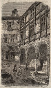 Huset sies å være Agnes Sorel eller Hotel Euverte-Hatte (1524) i Orleans - gravering i "Histoire de France" av Victor Duruy (1811-1894) - 1882 av French School