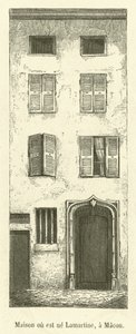 Hus der Lamartine ble født, i Macon (gravering) av French School