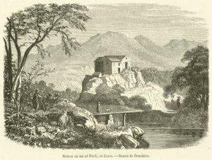 Hus der Paoli ble født, på Korsika (gravering) av French School
