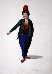 Mann med dolk, osmansk periode, tredje kvartal av 1700-tallet (akvarell på papir) av French School
