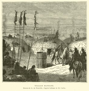 Mandan landsby, Nord-Amerika av French School