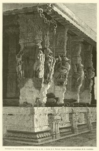 Mandapam of the Hundred Columns, ved Condjeveram (gravering) av French School