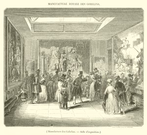 Manufacture des Gobelins, utstillingsrom (gravering) av French School