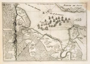 Kart over beleiringen av Quebec av den britiske flåten, 1670